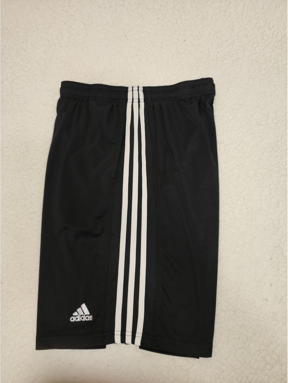 ADIDAS mens climalite gym running athletic shorts black 3 white stripe medium